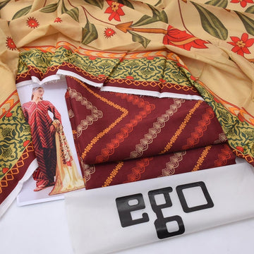 Ego Digital Printed Lawn 3-Piece Unstitched Suit | Pehnawa